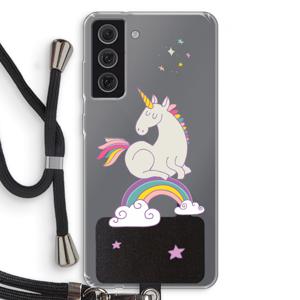 Regenboog eenhoorn: Samsung Galaxy S21 FE Transparant Hoesje met koord