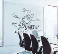 Kantoor sticker met raket voor start-ups - thumbnail