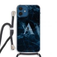 Midnight Marble: iPhone 12 mini Transparant Hoesje met koord