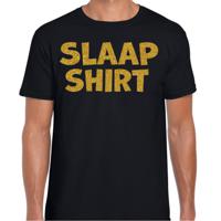 Verkleed T-shirt voor heren - slaap shirt - pyjama party - zwart - glitter goud - themafeest