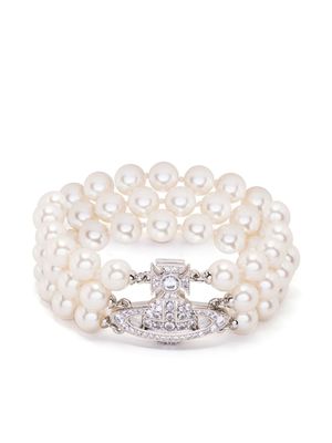 Vivienne Westwood bracelet serti de perles à logo Orb - Tons neutres