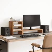 Monitorstandaard met bureau-organizer hout artisanaal eiken