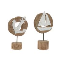 Decoratieve figuren Home ESPRIT Wit Natuurlijk Anker Boot Mediterrane 19 x 10 x 38 cm (2 Stuks)