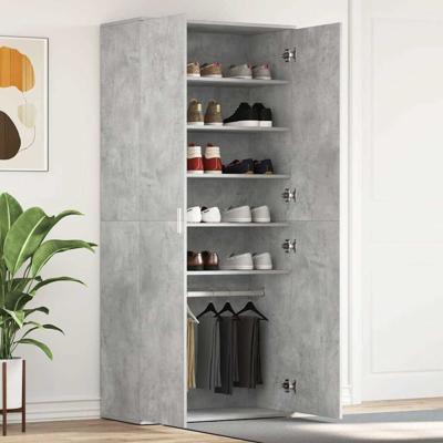 Schoenenkast Betongrijs 80x39x180 cm Gelaagd Hout
