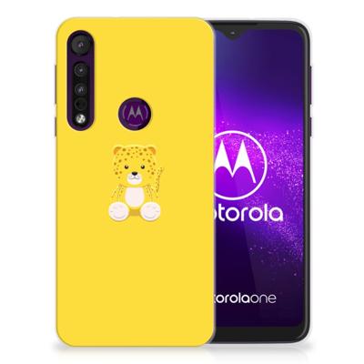 Motorola One Macro Telefoonhoesje met Naam Baby Leopard Motorola One Macro Telefoonhoesje met Naam Baby Leopard