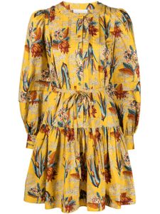 Ulla Johnson robe courte Karina plissée à fleurs - Jaune