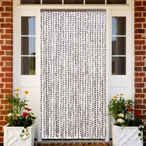 VidaXL Vliegengordijn 118x220 cm chenille taupe en wit