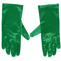 Groene gala handschoenen kort van satijn 20 cm   - - thumbnail