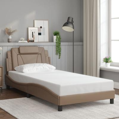 Bedframe met hoofdbord kunstleer cappuccinokleurig 100x200 cm