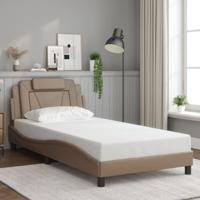 Bedframe met hoofdbord kunstleer cappuccinokleurig 100x200 cm