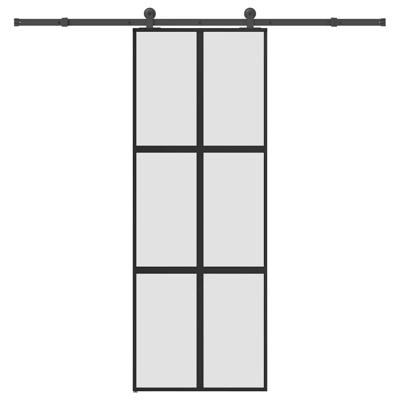 Schuifdeur met beslag 76x205 cm gehard glas en aluminium