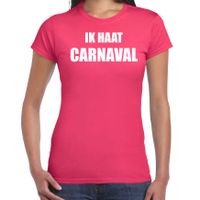 Carnaval verkleed shirt roze voor dames ik haat carnaval - kostuum 2XL  - - thumbnail