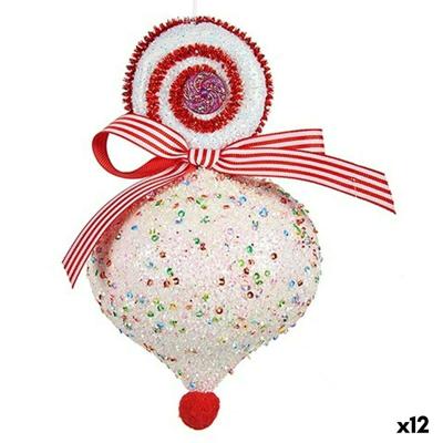 Kerstversiering Krist+ 64814836 64814836 Wit Rood Traan 11 x 17 x 11 cm (12 Stuks)