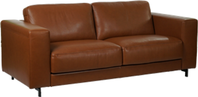 Cognac leren landelijke 2.5-zitsbank Clear - staal zwart - Elegance leer Cognac (cognac leer)