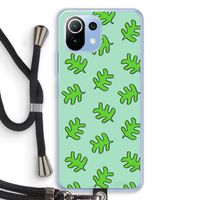 Groene blaadjes: Xiaomi Mi 11 Lite Transparant Hoesje met koord