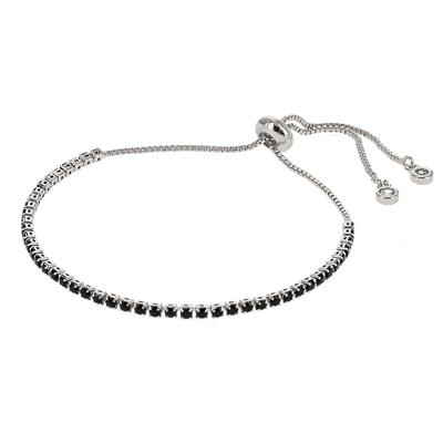 Kalli Armband met Stras Steentjes Black 2 mm Zilver