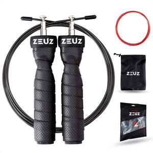 ZEUZ® Crossfit & Fitness Springtouw – Verstelbaar – Speed Rope – Volwassenen – SR-3 - Zwart