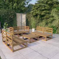 7-delige Loungeset massief grenenhout honingbruin