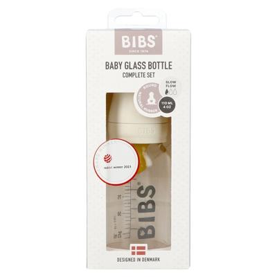 Bibs Zuigfles Glas 110ml Complete Set Ivory
