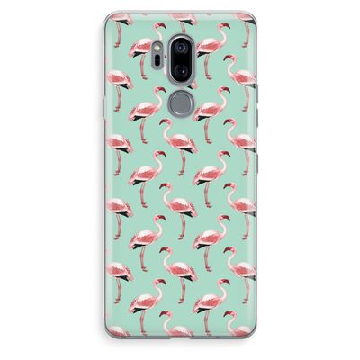 Flamingoprint groen: LG G7 Thinq Transparant Hoesje