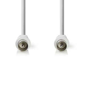 Antennekabel - IEC-connector (M) naar IEC-connector (M) - 2 m - dubbel afgeschermde coaxiaal - 90 dB - wit - rond