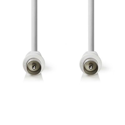 Antennekabel - IEC-connector (M) naar IEC-connector (M) - 2 m - dubbel afgeschermde coaxiaal - 90 dB - wit - rond