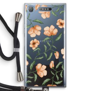 Peachy flowers: Sony Xperia XZ1 Transparant Hoesje met koord