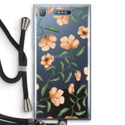 Peachy flowers: Sony Xperia XZ1 Transparant Hoesje met koord