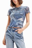 Tulen T-shirt met denim patch - BLUE - L