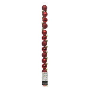 14x stuks kleine kunststof kerstballen rood 3 cm    -