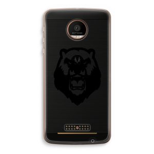 Angry Bear (black): Motorola Moto Z Force Transparant Hoesje