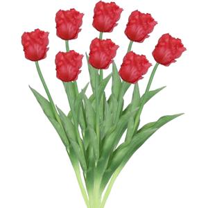 Kunstbloemen bos tulp Parkiet - 8x - rood - real touch - levensecht - 40 cm - decoratie bloemen