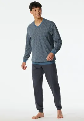 Pyjama heren lange mouw 100% katoen - Comfort - 181162 - Met boordjes