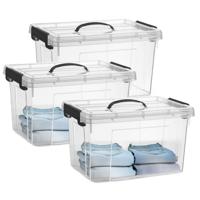 Opslagbox met deksel - 3x - transparant grijs - 18.5 liter - 42 x 30 x 24 cm - kunststof