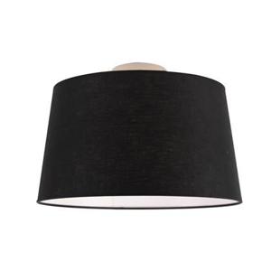 QAZQA Moderne plafondlamp wit met zwarte kap 35 cm - Combi