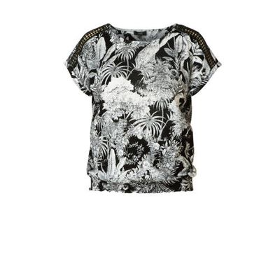 Yest top Ifara met all over print en open detail zwart/wit Yest top Ifara met all over print en open detail zwart/wit