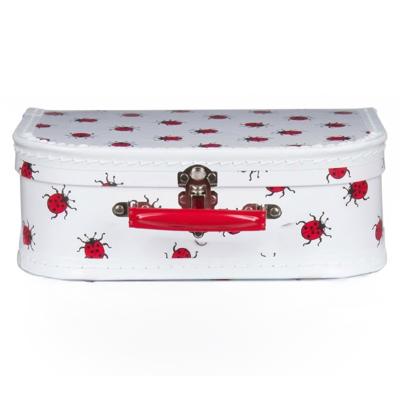 Kinderkoffer lieveheersbeestje - wit - 30 cm - karton - logeerkoffer / opbergkoffer - kraamcadeau Kinderkoffer lieveheersbeestje - wit - 30 cm - karton - logeerkoffer / opbergkoffer - kraamcadeau