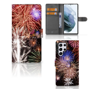 Samsung Galaxy S22 Ultra Wallet Case met Pasjes Vuurwerk