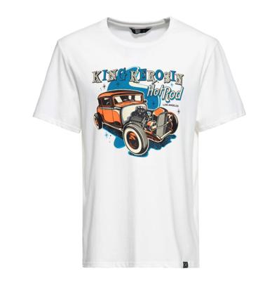 King Kerosin Classic Hot Rod T-Shirt Off White -XL