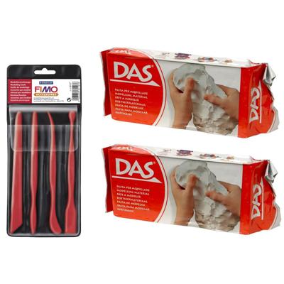 DAS Boetseerklei - 2x 1 KG - incl. boetseergereedschap - wit - boetseer klei DAS Boetseerklei - 2x 1 KG - incl. boetseergereedschap - wit - boetseer klei