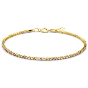 Armband Tennis geelgoud-amethist-saffier-rhodoliet goud- en meerkleurig 16,5-18 cm