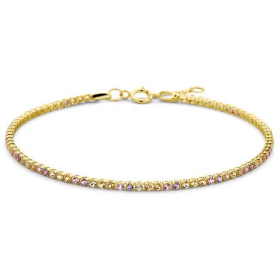 Armband Tennis geelgoud-amethist-saffier-rhodoliet goud- en meerkleurig 16,5-18 cm