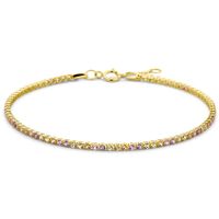 Armband Tennis geelgoud-amethist-saffier-rhodoliet goud- en meerkleurig 16,5-18 cm