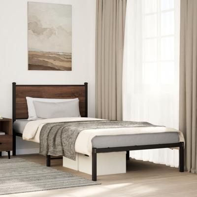 Bedframe zonder matras metaal bruin eikenkleurig 107x203 cm