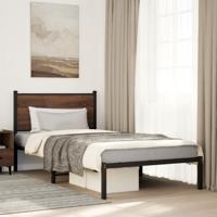 Bedframe zonder matras metaal bruin eikenkleurig 107x203 cm