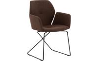 Goossens Excellent Eetkamerstoel Manzini bruin stof met armleuning, modern design