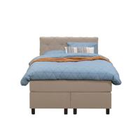 Leen Bakker - Boxspring Liv Geruit - 120x200 Cm - Ronde Poot - Stof - Beige