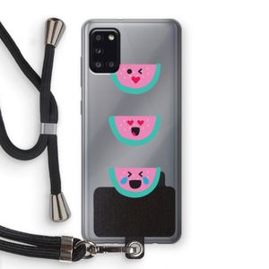 Smiley watermeloen: Samsung Galaxy A31 Transparant Hoesje met koord