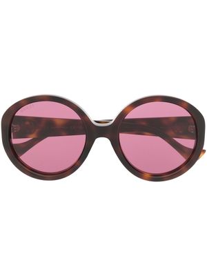 Gucci Eyewear lunettes de soleil à plaque logo - Marron