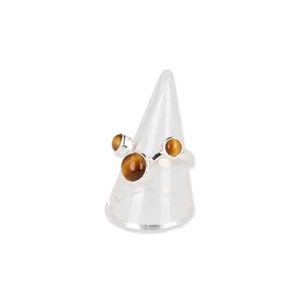 Zilveren Ring Tijgeroog - 3 stenen (Maat 17,5)